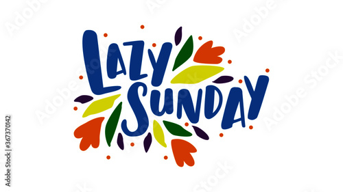 vector illustration colorful letter, text, symbol, englsih text lazy sunday, day of the week