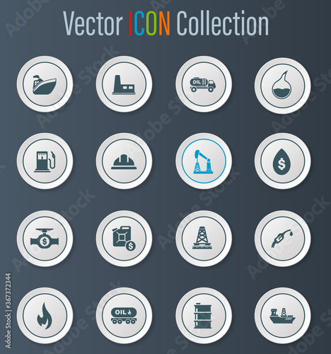 Extraction of oil icons set