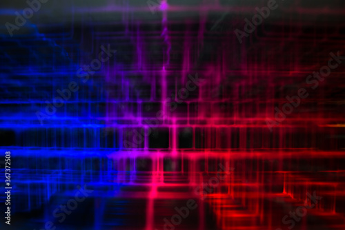 Abstract blurred technology grid lights red and blue overlay