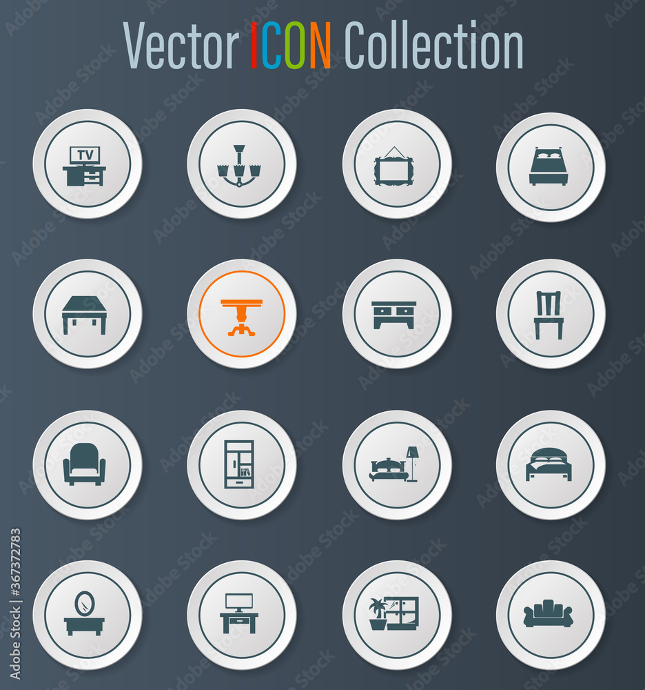 Furniture vector icons set Furniture vector icons set