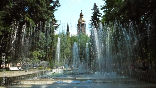 View of the fountain in the city of Kosice in Slovakia photo