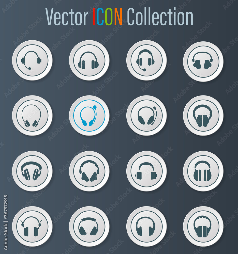 Headphones icons set Headphones icons set