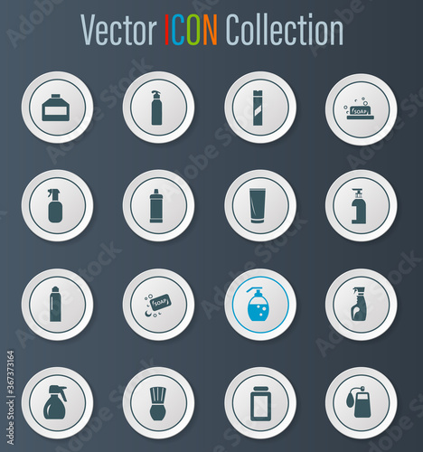 Household chemicals icons set