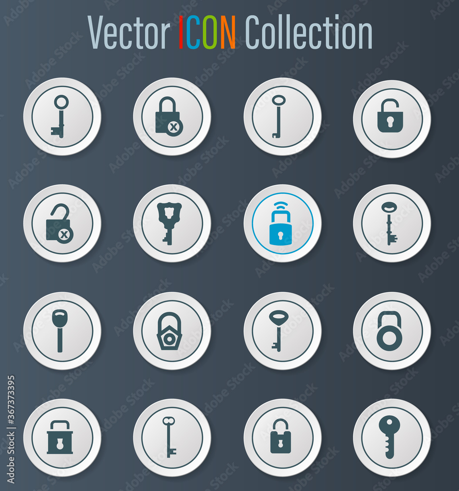 Lock and Key icons set Lock and Key icons set