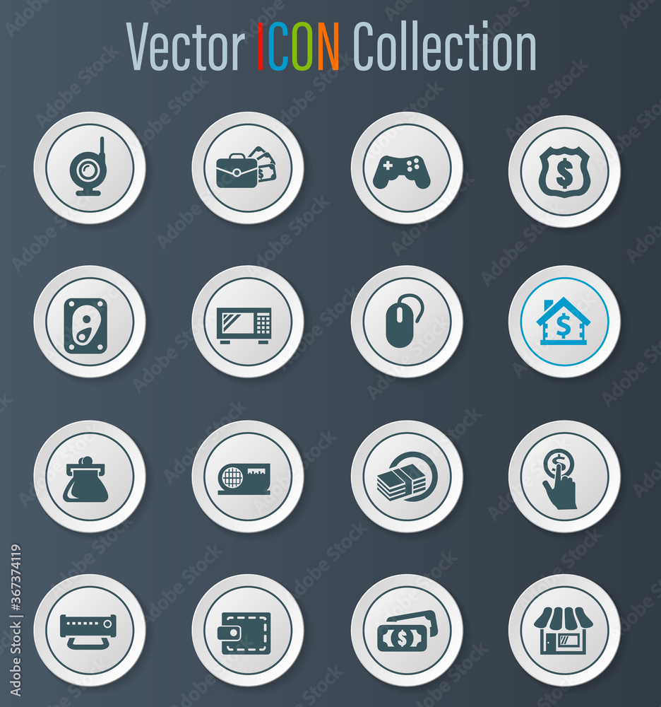 Pawn shop icons set Pawn shop icons set