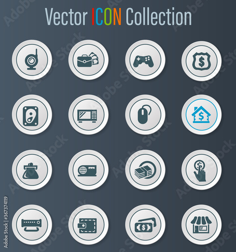 Pawn shop icons set