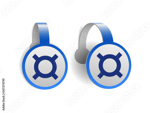 Generic currency symbol on Blue advertising wobblers.
