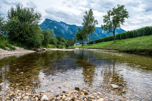 mountain river in the mountains Untersberg with river Glan