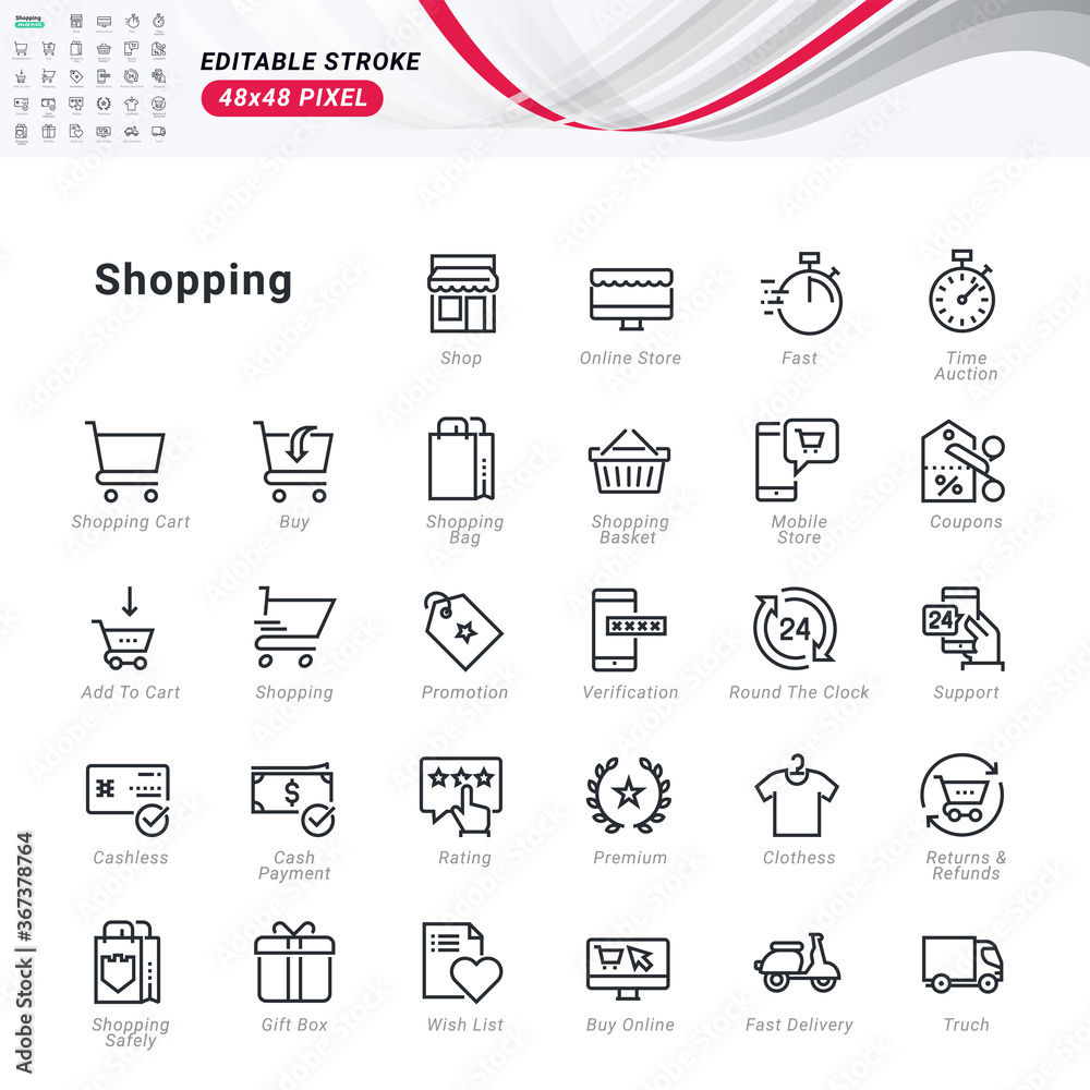 Thin line icons set of shopping. Premium quality outline symbols ...
