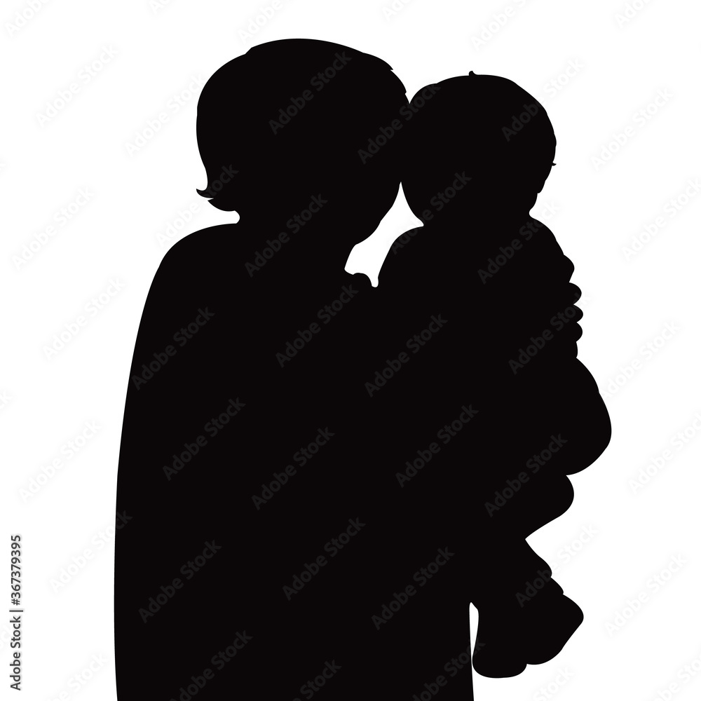 a woman and bbay head silhouette vector