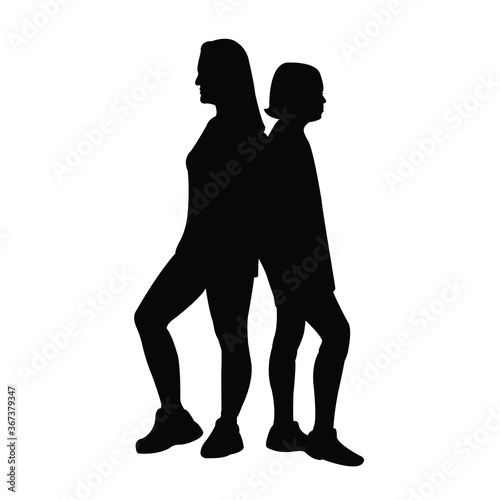 two women body silhouette vector