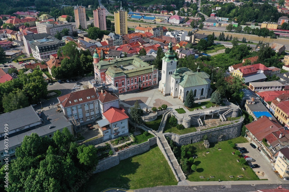 Aerial view of the city of Ruzomberok in Slovakia