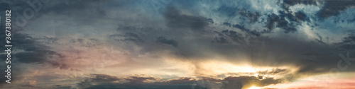 Panorama of the sky with picturesque clouds.