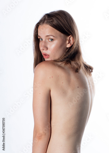 female nudity portrait, studio shooting