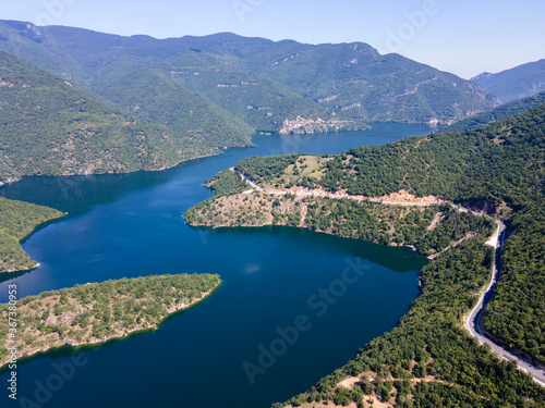 Aerial view of The Vacha (Antonivanovtsi) Reservoir, Bulgaria