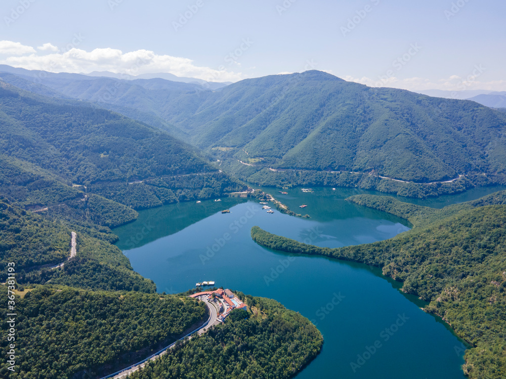 Aerial view of The Vacha (Antonivanovtsi) Reservoir, Bulgaria