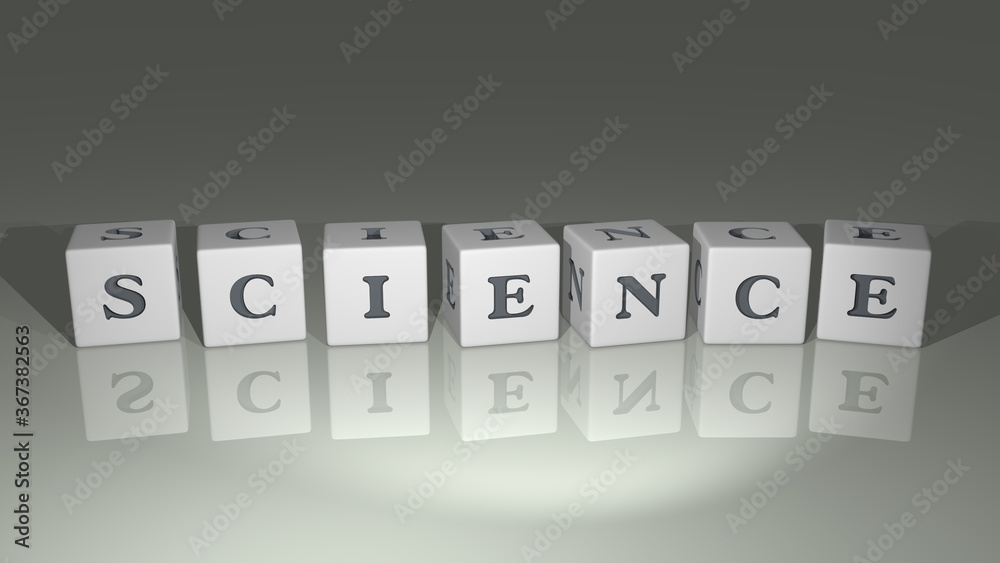 shiny SCIENCE built by cubic letters from the top perspective, excellent for the concept presentation in 3D illustration. background and abstract shiny SCIENCE built by cubic letters from the top perspective, excellent for the concept presentation in 3D illustration. background and abstract