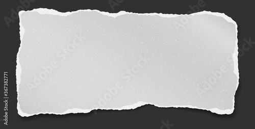 Torn of white note, notebook paper strips, piece with soft shadow stuck with sticky tape on squared background. Vector illustration