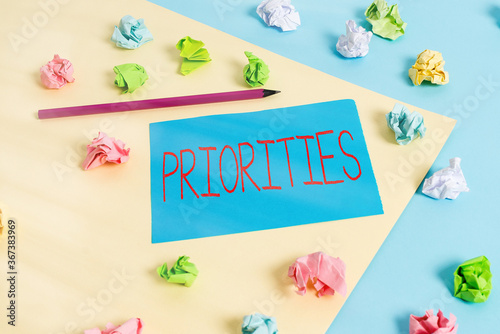Принти на полотні Writing note showing Priorities