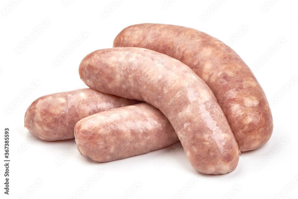Italian sausages, Raw Salsiccia Sausages, isolated on a white background