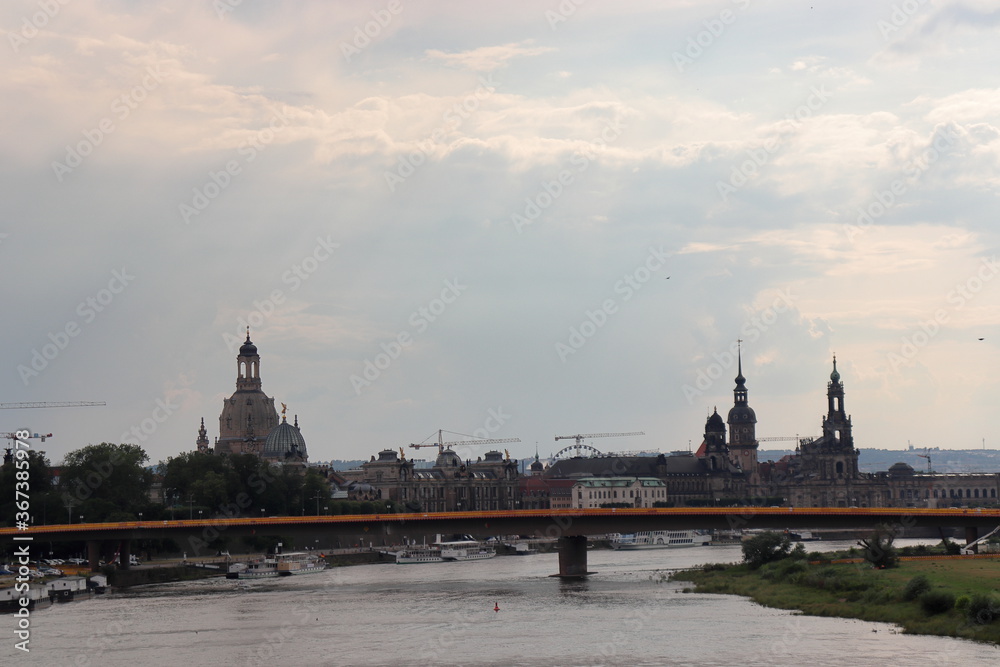 View of bridge and river in Dresden