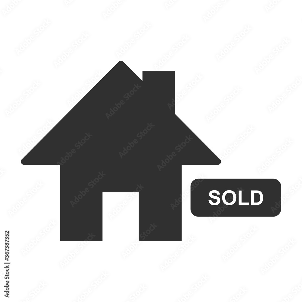House sold sign icon isolated on white background. Vector illustration.