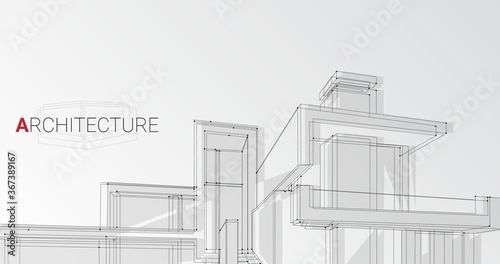 Architectural Abstract Vector Background With Building Project Plan, Illustration