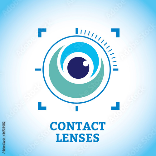 Eyes iris symbol with contact lens - vector illustration