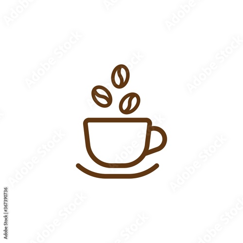 Hot cup icon. Mug with tea or coffee icon flat. Brown line pictogram isolated on white background.