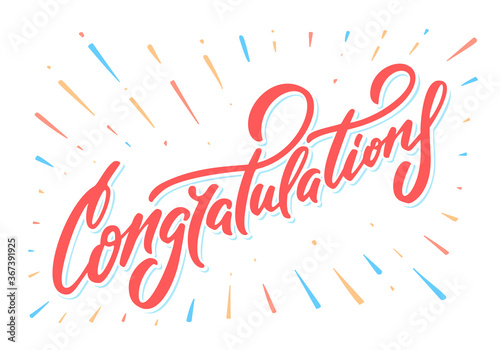 Congratulations. Vector hand drawn lettering banner.