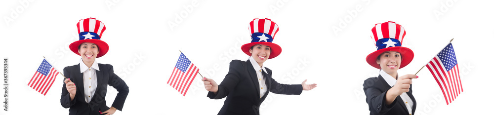 Woman businessman with american symbols Woman businessman with american symbols