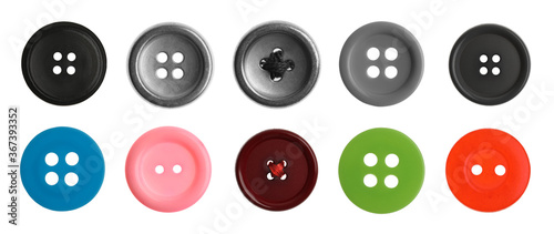 Set of sewing buttons on white background  banner design