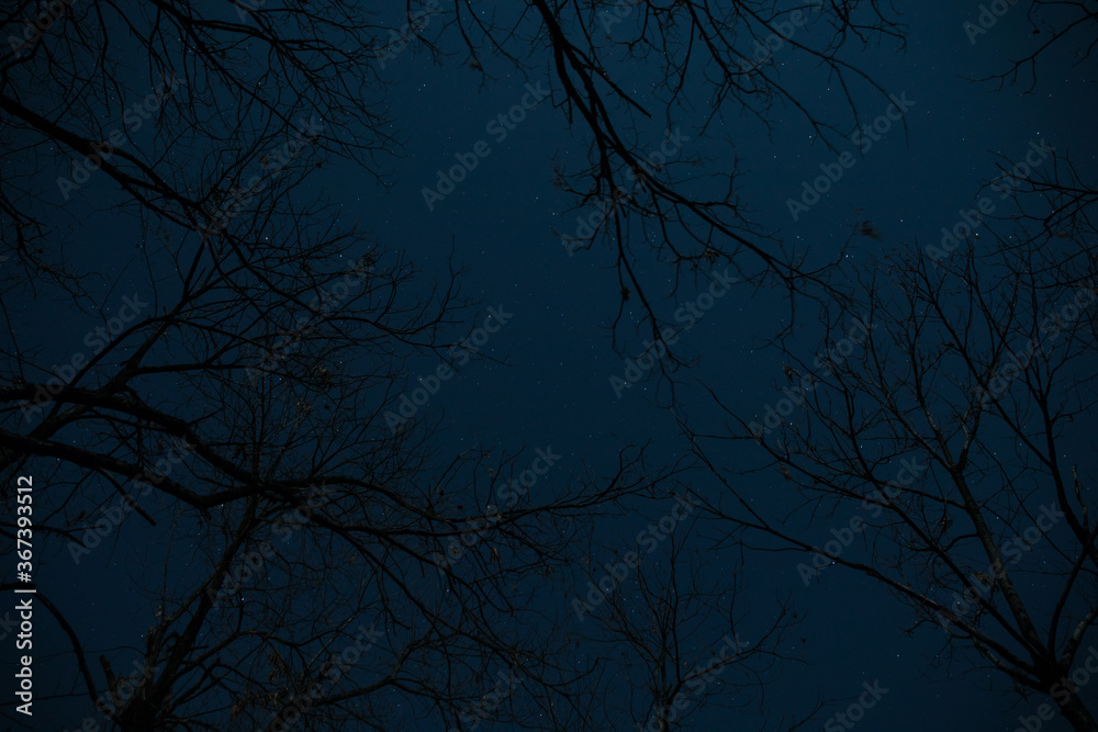 Full moon over quiet village at night. Beautiful night landscape of old town street with lights Full moon over quiet village at night. Beautiful night landscape of old town street with lights