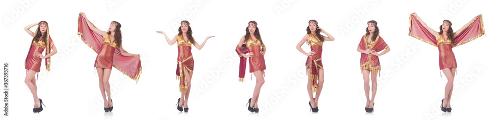 Woman in eastern dress isolated on white Woman in eastern dress isolated on white