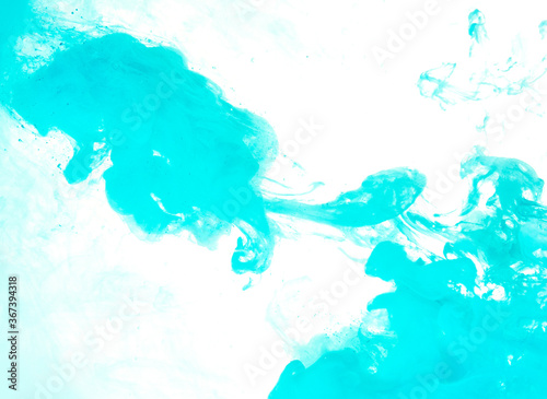 Blue acrylic paint on white background