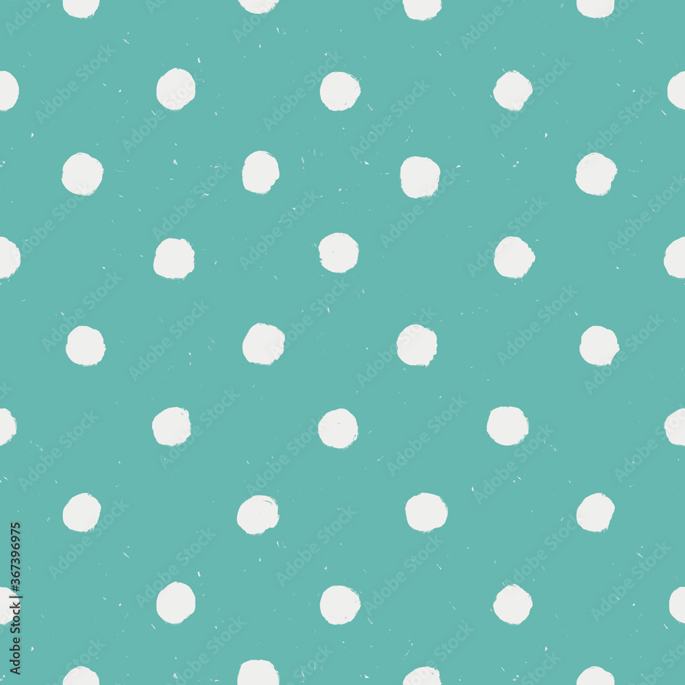 pastel teal and off white big polka dot candy grunge seamless pattern great for branding and packaging design
