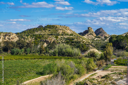Landscape view of Villanueva del Rio Segura in Valley of Ricote, Murcia Spain