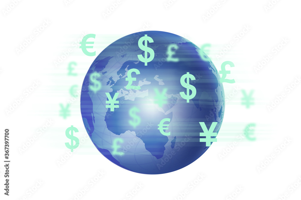 Global money transfer and exchange concept Global money transfer and exchange concept