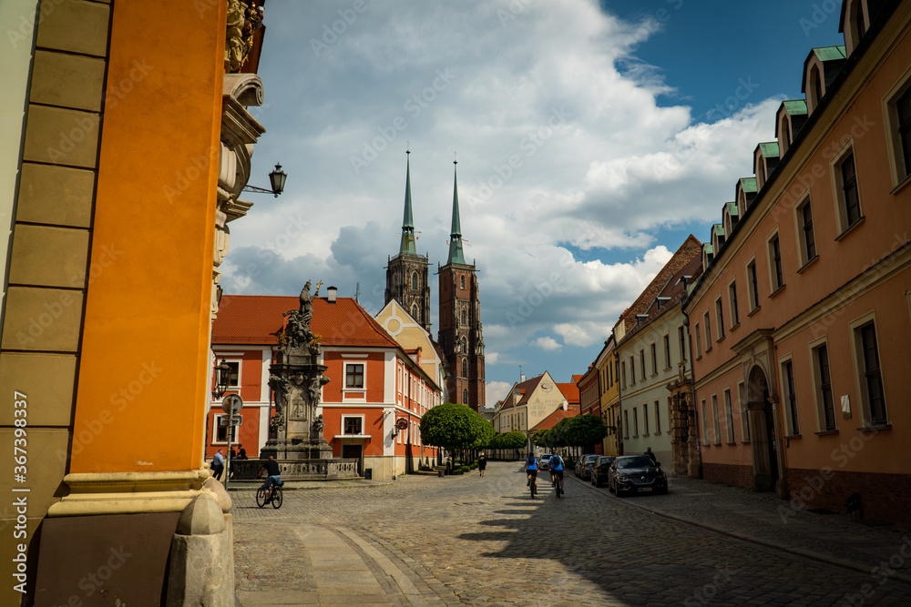 Obraz premium Jul 26, 2020 Wroclaw, Poland. Cathedral St. John the Baptist in the cloudy day.