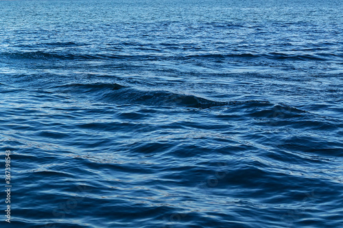 Blue sea surface with waves. The seascape is beautiful. Background