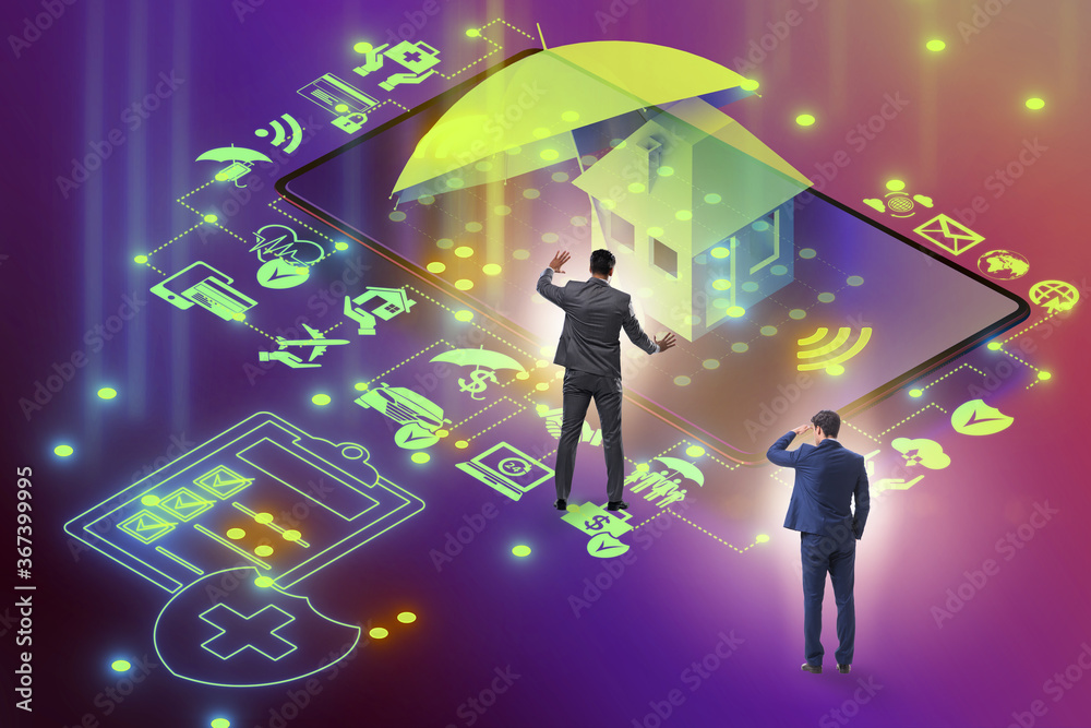 Concept of buying insurance online over internet Concept of buying insurance online over internet