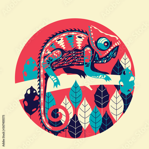 Vector illustration exotic chameleon skin multicolored. Can be used for fashion print design