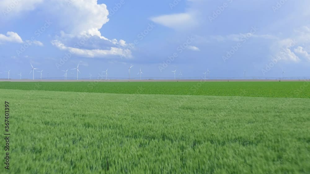 Aerial view of Crop and Windmills Aerial view of Crop and Windmills