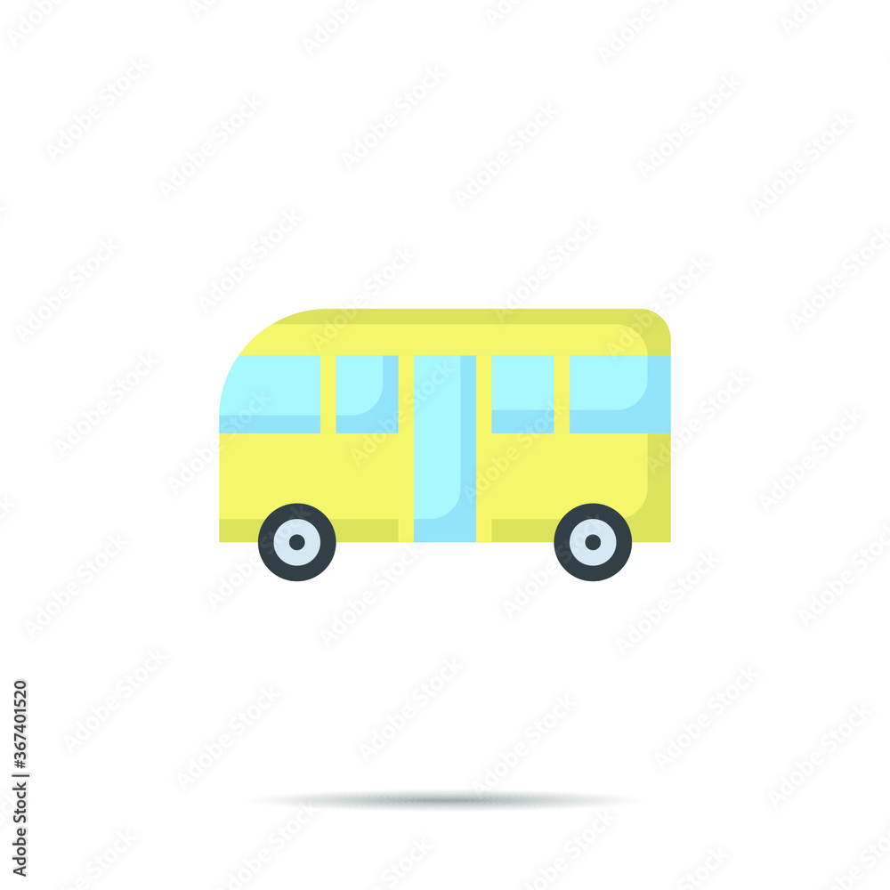 Bus icon line flat style  vector illustration 