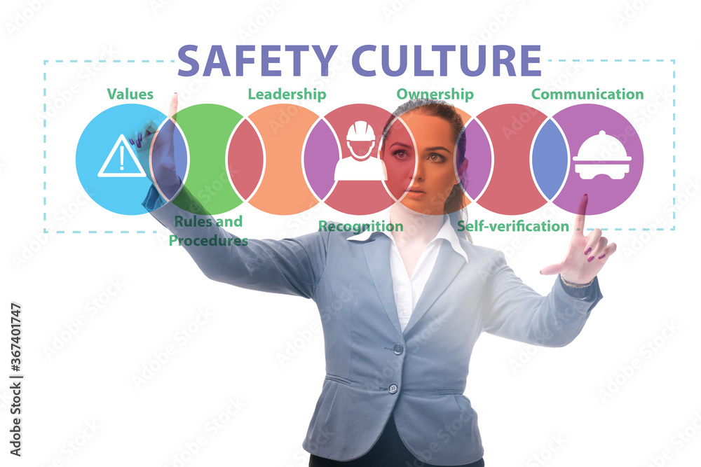 Businesswoman in safety culture concept Businesswoman in safety culture concept