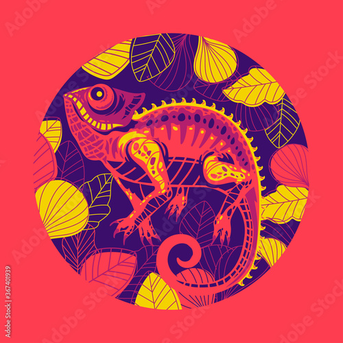 Vector illustration exotic chameleon skin multicolored. Can be used for fashion print design