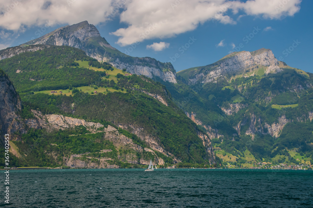 Beautiful swiss alpine landscape with lake Lucerne. Beautiful swiss alpine landscape with lake Lucerne.