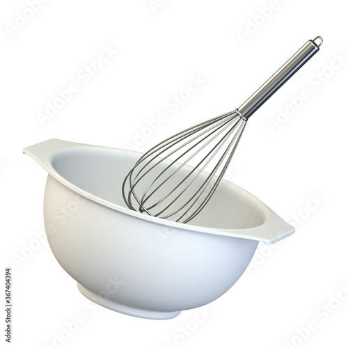 Plastic bowl with a whisk 3D