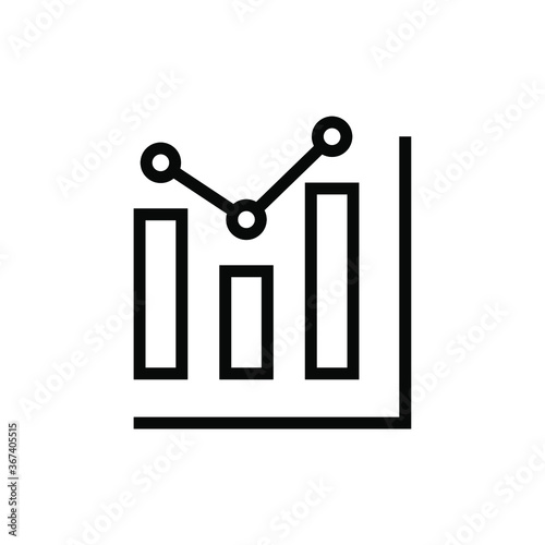 Analytic icon line. Two Bar chart analyzing static profit sale product. Financial and data statistic infographic. Diagram in progress marketing Vector illustration. Design on white background. EPS10