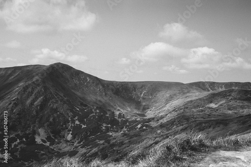 black and white mountains